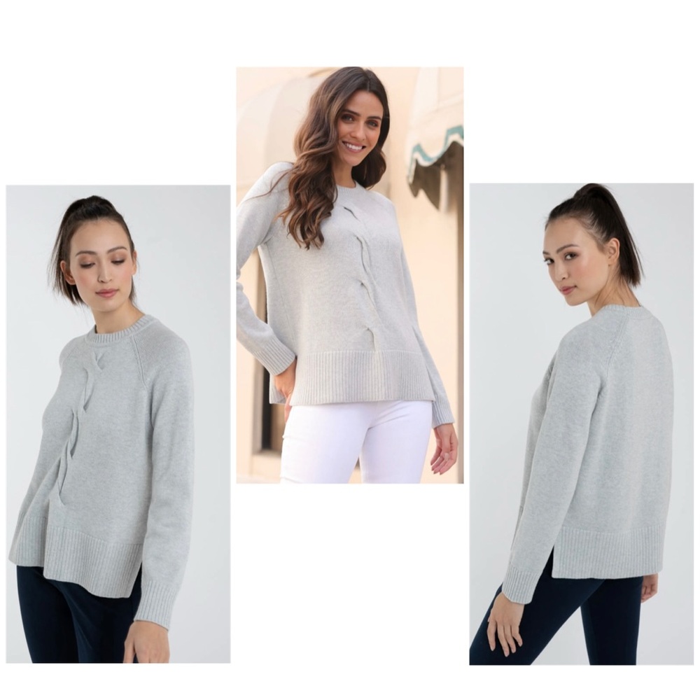 💥PRICE DROP💥 Cotton Cashmere Brookie Braided Cable Pullover-Blue